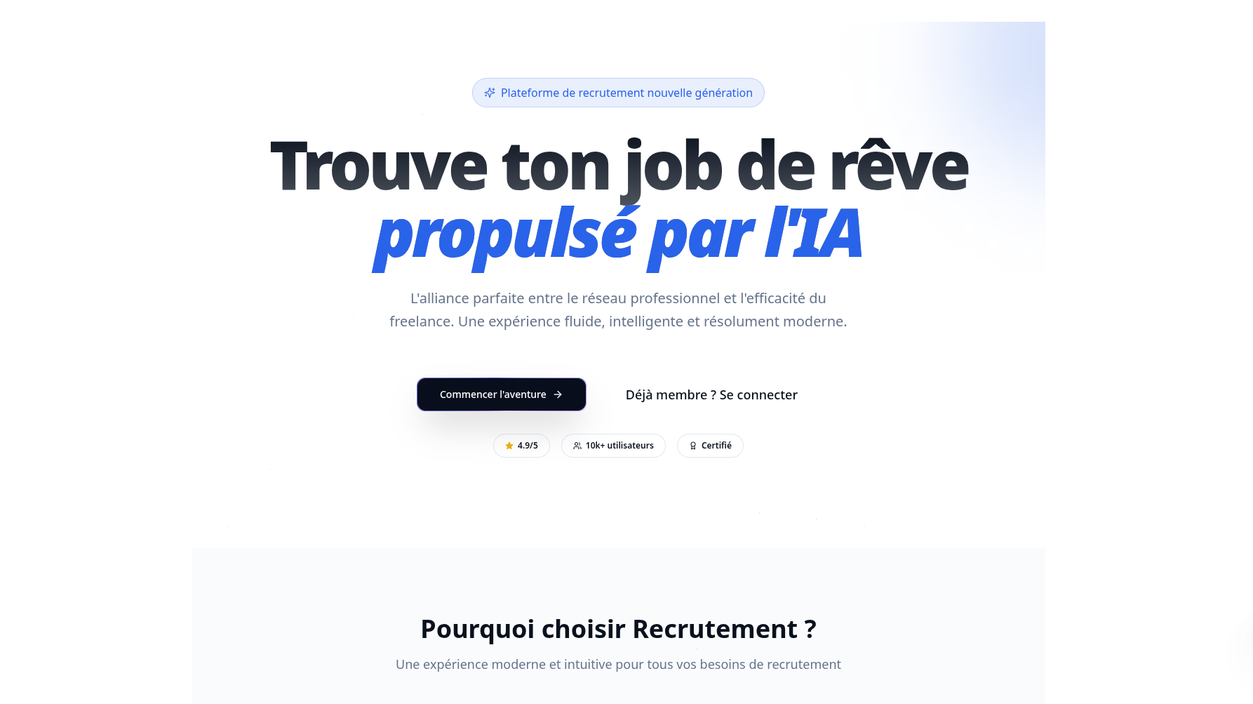 Plateforme Recrutement - Page d'accueil