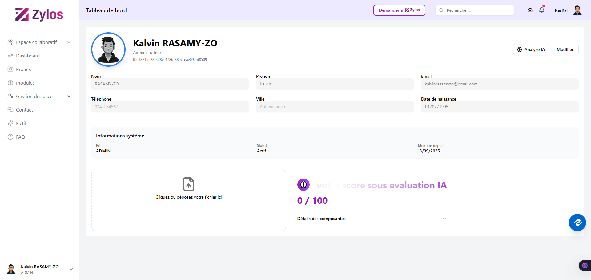 Zylos Gestion de projets - Calendrier