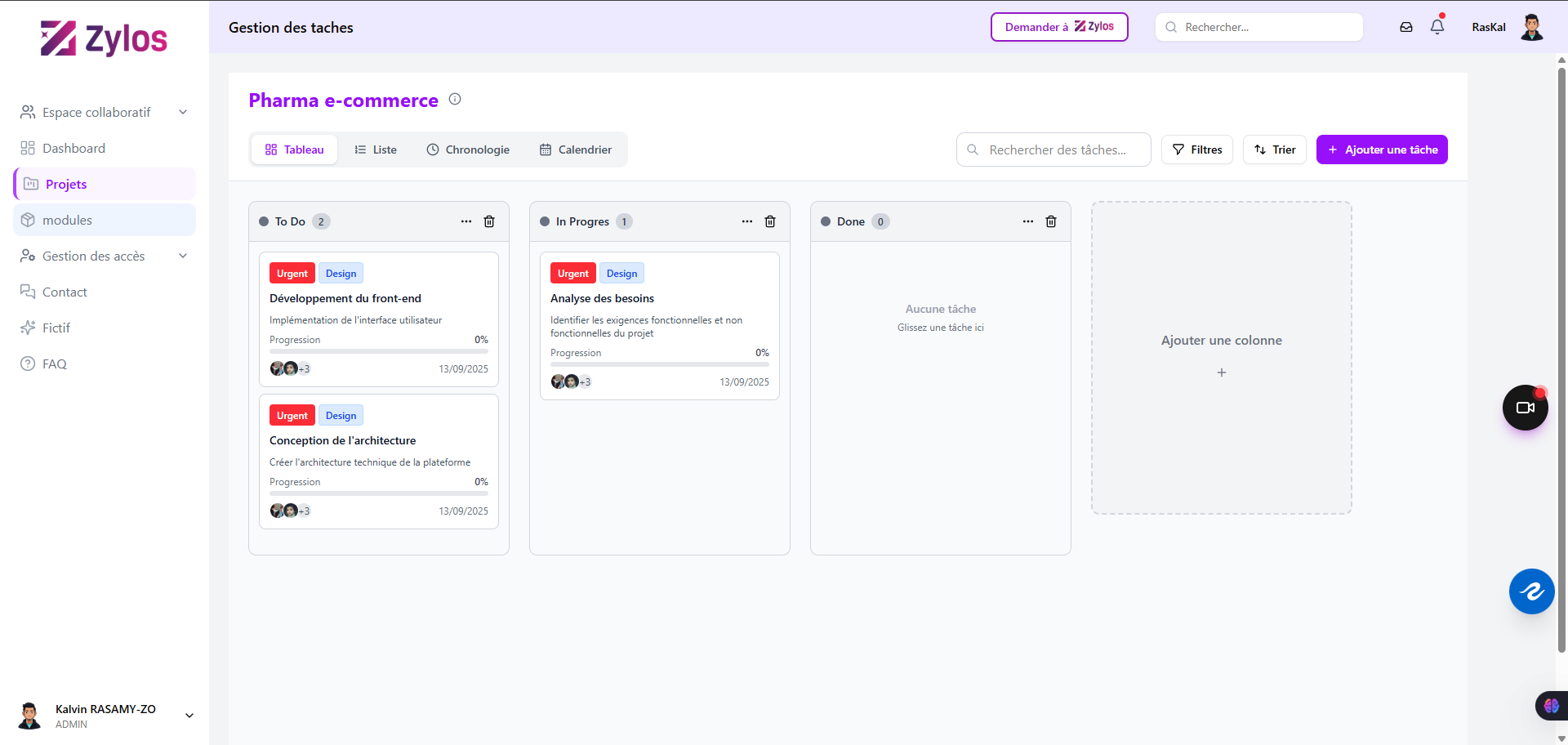 Zylos Gestion de projets - Équipes